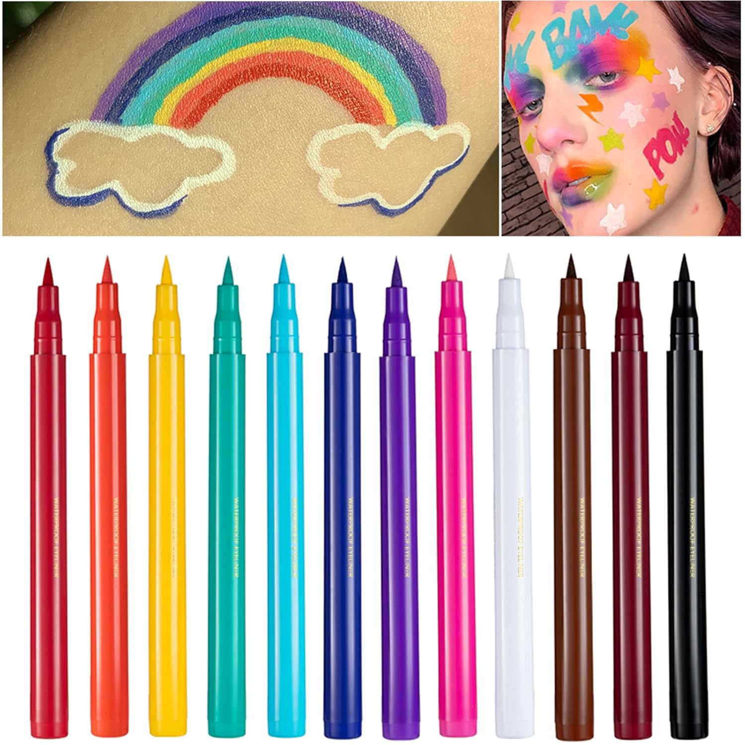 Liquid Eyeliner, Red Eyeliner Liquid, Long-lasting Colored Eyeliners, White Black Red Brown Green Purple Waterproof High-pigmented Colorful Eyeliners for Eye Makeup,1PC Red - Image 7