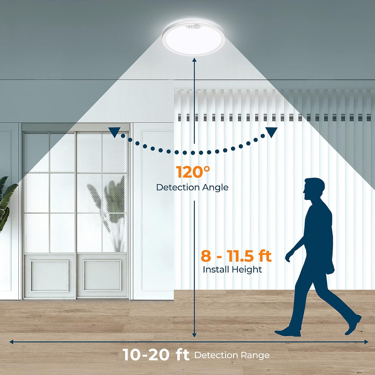 BLNAN Motion Sensor Ceiling Light Wired, 8.7 Inch 3000K 4000K 5000K Selectable LED Flush Mount Light Fixture, Motion Activated Light with Timer for Hallway Stair Walk-in Closet, Non-Dimmable 1 Pack - Image 3