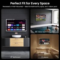 Haocrown 32" 4K Ultra HD Smart Bathroom Mirror TV, IP66 Waterproof, Android 13 System with Voice Remote for Google Assistant ATSC Tuner, 500 cd/㎡ High Brightness (Black Frame, 2025 Model) - Image 7