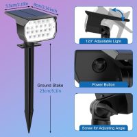 Solar Color Changing Spot Lights Outdoor Waterproof Colored RGB Solar Powered Landscape Lights for Yard 7 Lighting Modes Multicolor Solar Spotlights for Pathway Garden Outside (10 Pack) - Image 6