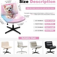 Criss Cross Chair Cover - Armless Wide Back Chair Cover,3D Printed Cute Pets Water Resistant Stretchable Slipcover for Mid Back Wide Seat Desk and Vanity Chairs Washable - Image 4