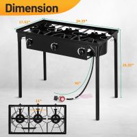 Outdoor Camping Stove, 225000 BTU, High Pressure 3 Burner, Propane Gas Cooker with Detachable Legs, 30 PSI Regulator - Image 8