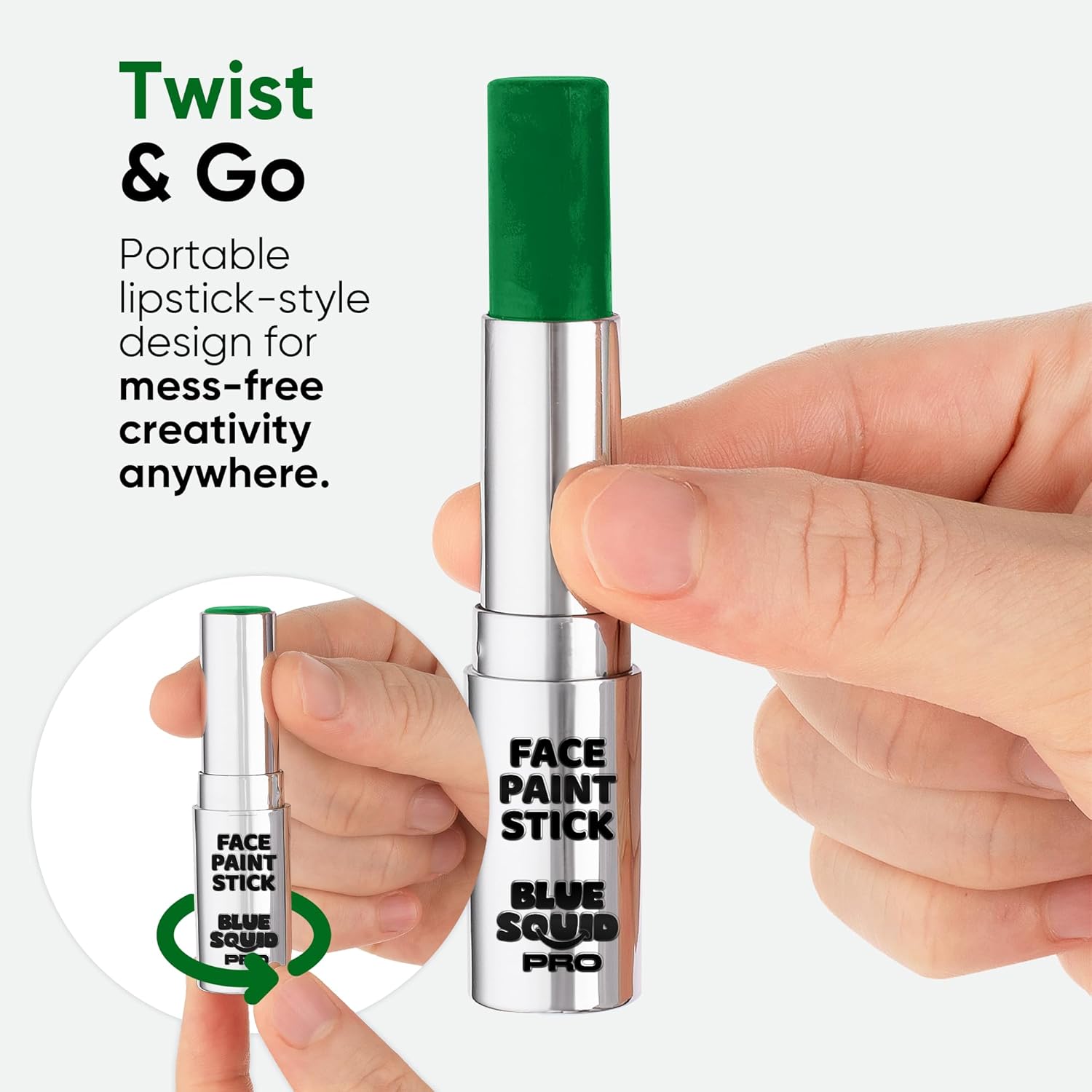 Blue Squid PRO Forest Green Face Paint Stick - Waterproof Body Paint for Adults & Kids Eye Black Baseball, Eyeblack Softball - Hypoallergenic Twist-Up Non-Toxic Makeup Stick for Cosplay, Sports, SFX - Image 6