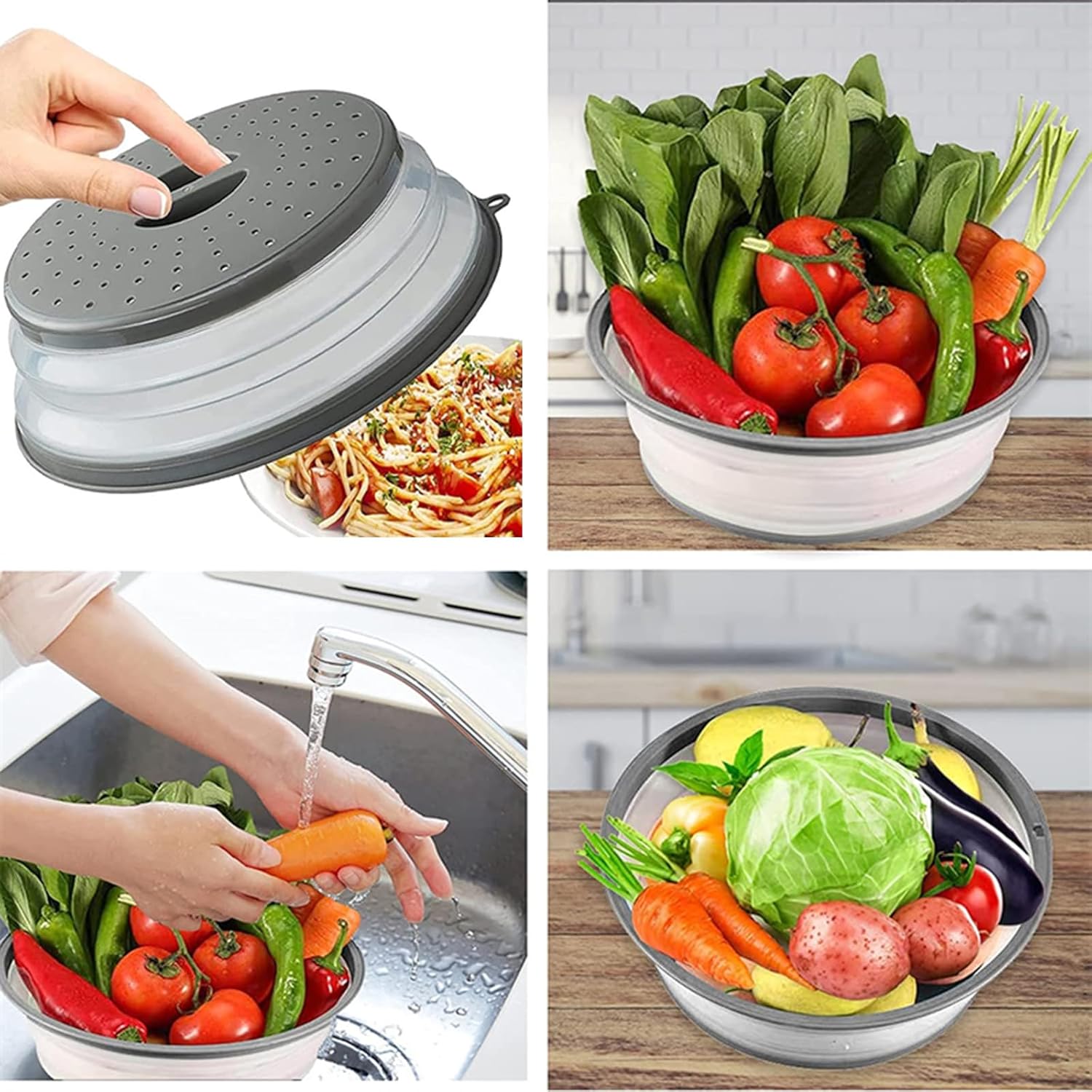 Microwave Splatter Cover Vented for Food, Splatter Guard & Colander Kitchen Gadget for Fruit Vegetables Microwave Plate Cover with Hook Hole,Dishwasher-Safe,BPA-Free Silicone & Plastic (1 Pack) - Image 4