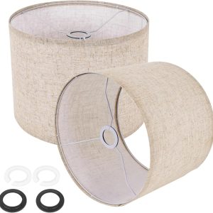 Drum Lamp Shades Set of 2, Linen Lampshade Replacement for Table, Floor &Bedside Lamps, 8.85''x11.02'', 2 Pack