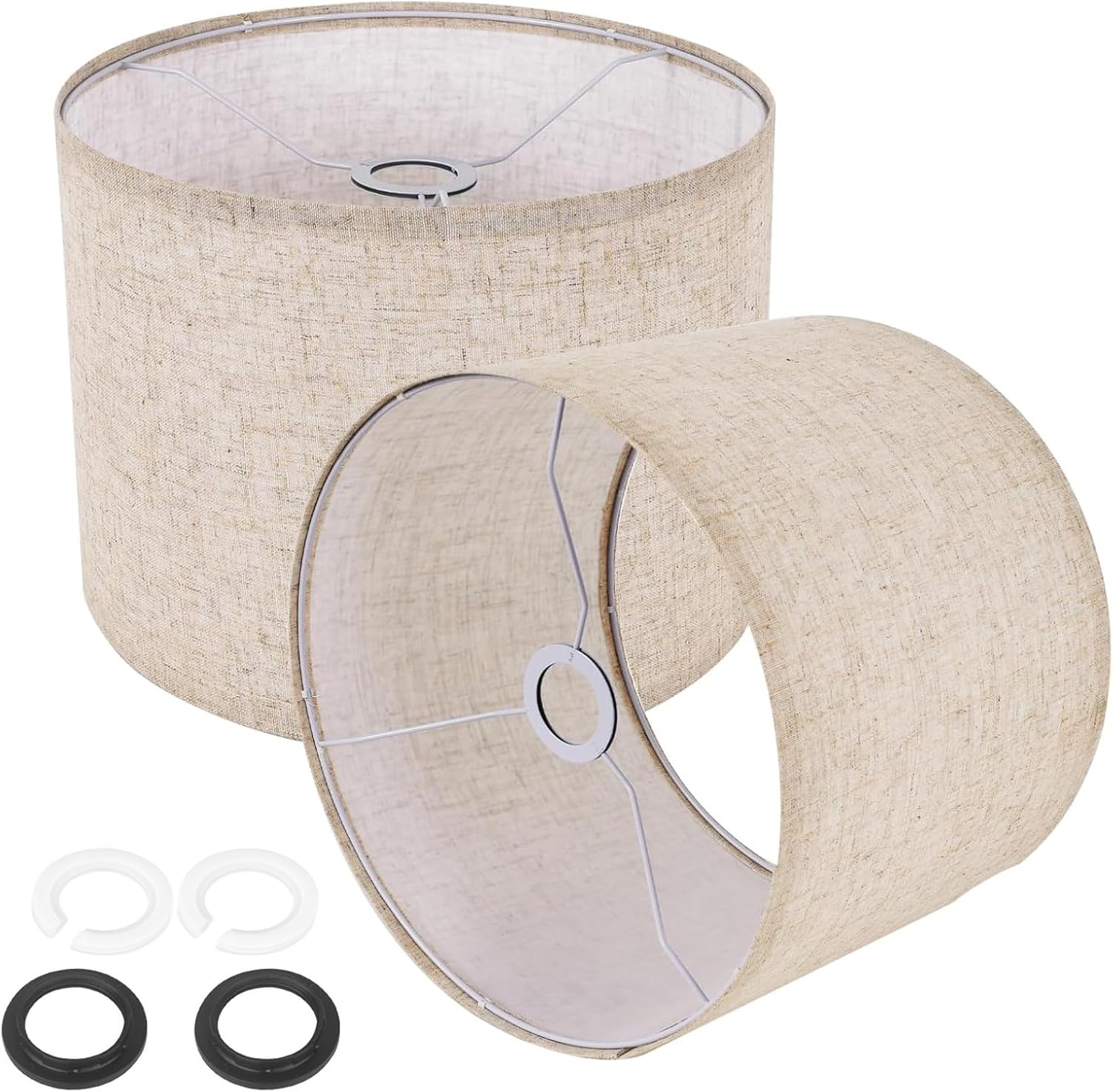 Drum Lamp Shades Set of 2, Linen Lampshade Replacement for Table, Floor &Bedside Lamps, 8.85''x11.02'', 2 Pack