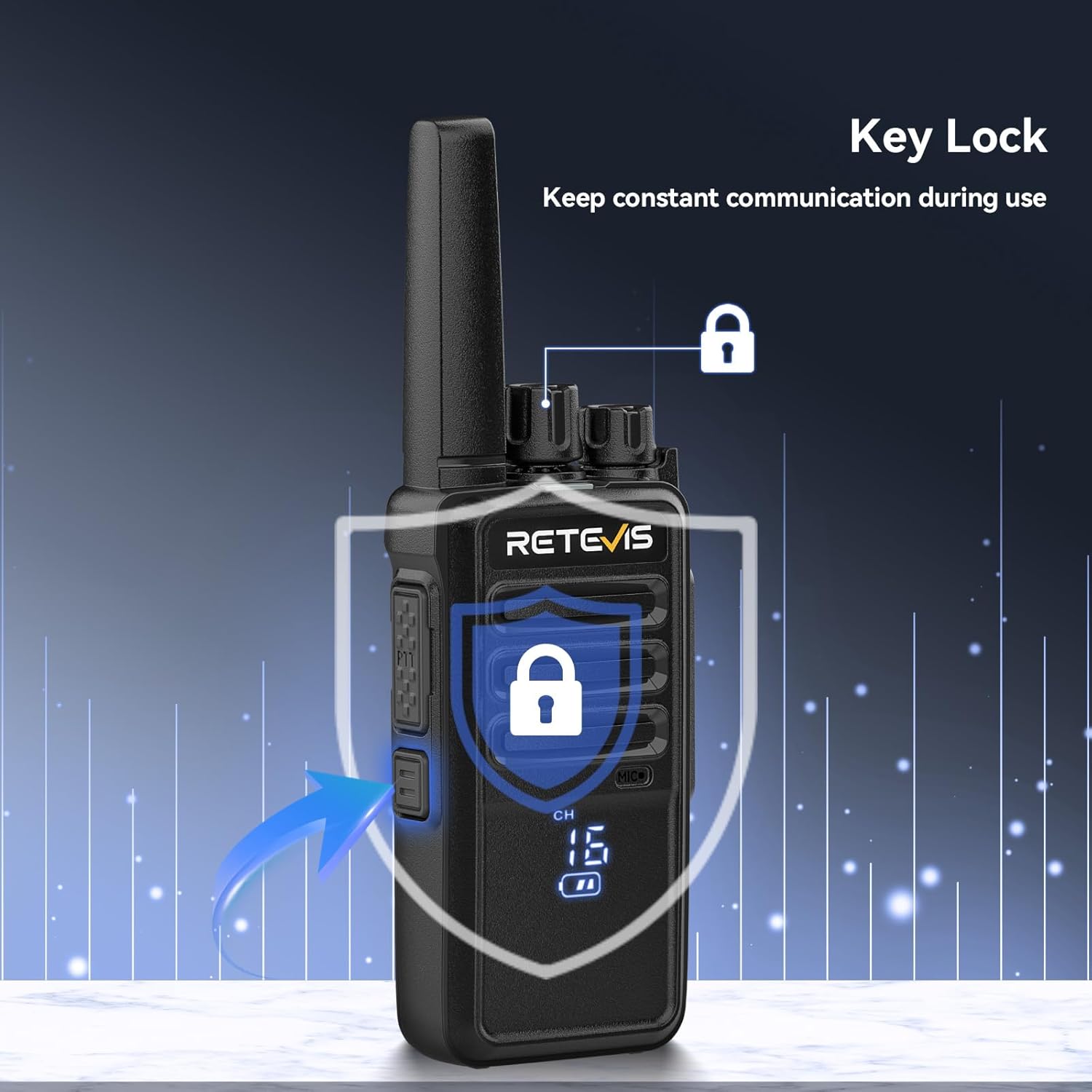 Retevis RT68H Walkie Talkies for Adults Long Range,Portable FRS Two-Way Radios Rechargeable,Intuitive,Channel Power Display, with 6 Way Multi Charger,Hands Free Walkie Talkies with Earpiece (6 Pack) - Image 4