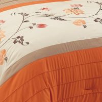 Chezmoi Collection Serene 7-Piece Luxury Autumn Floral Embroidery Comforter Set, Queen, Orange/Brown/Taupe - Image 3