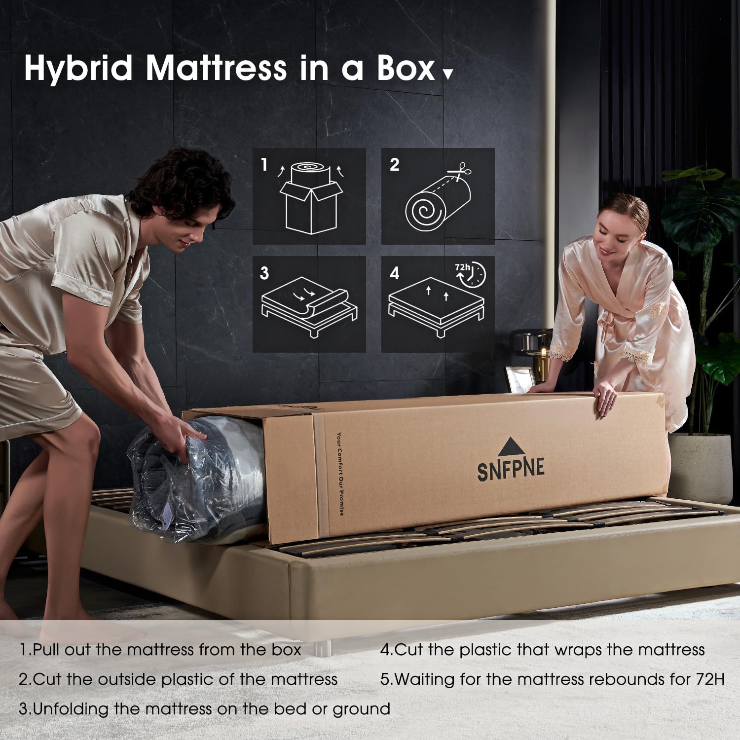 10 Inch Queen Size Hybrid Mattress with Gel Memory Foam and Individual Pocketed Coils for Motion Isolation & Edge Support, Medium Firmness for Pressure Relief, CertiPUR-US Certified,in a Box - Image 8