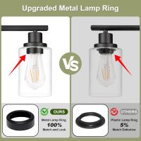 Unicozin Modern Bathroom Light Fixtures, 4 Light Vanity Lights Over Mirror, Black Wall Lamp with Clear Glass for Living Room Cabinet Bedroom Porch - Image 7