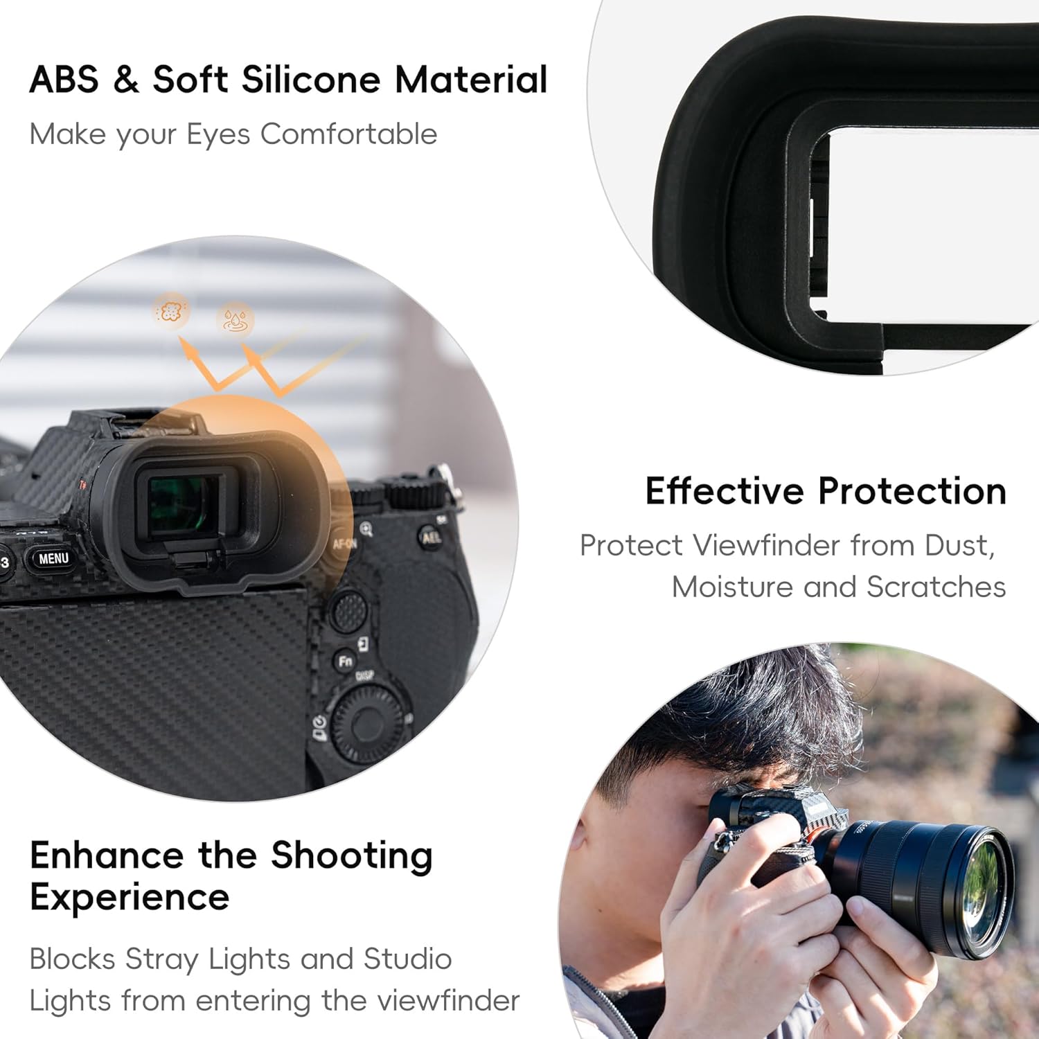 Soft Silicon Camera Viewfinder Eyecup Eye Cup Eyepiece Replacement for Sony Alpha A1II A7R V A7RV A7R5 A7 IV A7M4 A7IV A9III A1 II A7S III A7SIII A7S3 ILCE-7SM3 EVF Eyeshade Replaces Sony FDA-EP19 - Image 7