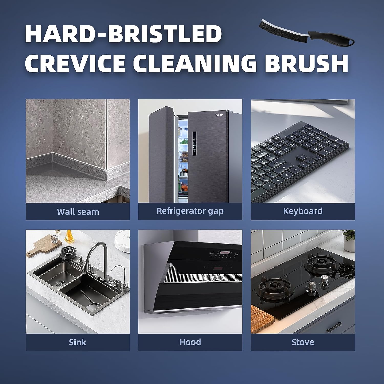 Crevice Cleaning Brushes, Cleaner Scrub Brush Tool for Hard to Reach Tight Space, Home Essentials, Cleaning Supplies for Shower, Bathroom, Kitchen, Toilet, Window - Image 6