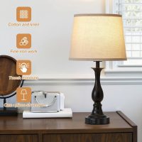 Bedside Table Lamp Touch Control Bedroom Lamps with USB-C USB-A Charging Port 3 Way Dimmable Touch Lamps for Nightstand Living Room Bedroom Dorm Home Office Reading, Set of 2 - Image 2