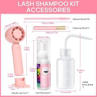 Buqikma Lash Cleaning Kit - Lash Shampoo Kit Eyelash Extension Cleanser for Extensions 60ML with Rechargeable Handheld Lash Fan Dryer Mascara Brush Rinse Bottle Makeup Cleansing Foam for Lash Care - Image 7