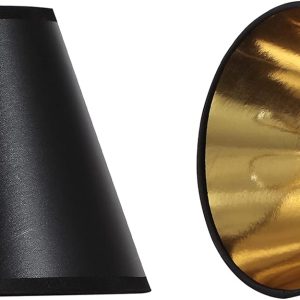 Aspen Creative 32210-2, Hardback Empire Transitional Clip-On Chandelier Shade, Black w/Gold inside, Washi Paper, 3" Top x 6" Bottom x 5" Slant, Set Of 2