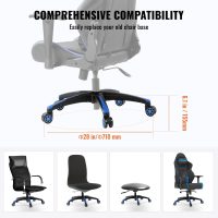 VEVOR Office Chair Base Replacement, 28", 2500 lbs Static Load, Heavy Duty Universal Computer Desk Chair Stool Base Part with 5 Casters and Reinforced Legs, Desk Chair Base Replacement, Black + Blue - Image 3