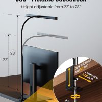 SUPERDANNY LED Desk Lamp for Office Home, Eye-Caring Desk Light with Adjustable Gooseneck, 12W Touch Control Dimmable Brightness, Architect Clamp Lamp with USB Adapter for Reading Study Workbench - Image 6