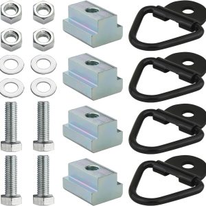 APPERFiT Bed Accessories T Slot Nuts V Rings Tie Down Bed Cleats for Truck Cargo Deck Rail (4pack) Compatible with Toyota Tacoma & Tundra