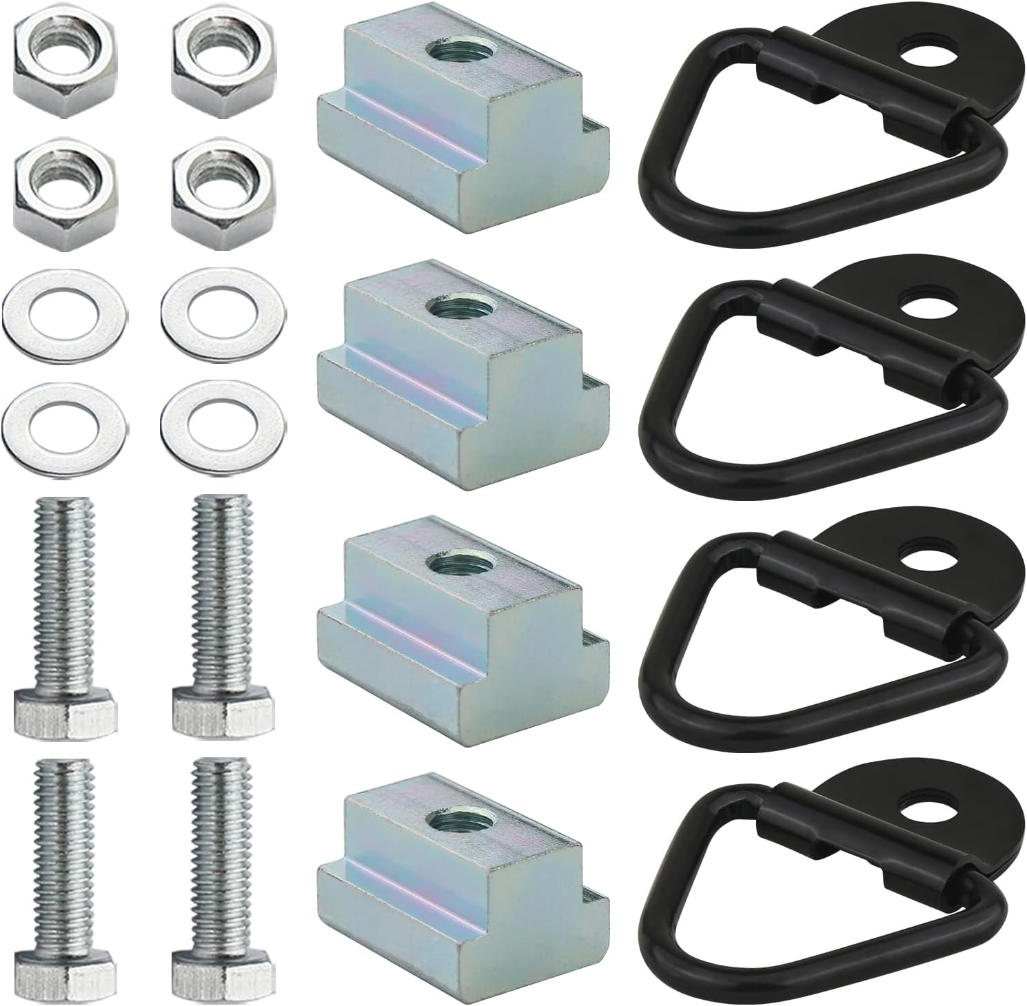 APPERFiT Bed Accessories T Slot Nuts V Rings Tie Down Bed Cleats for Truck Cargo Deck Rail (4pack) Compatible with Toyota Tacoma & Tundra