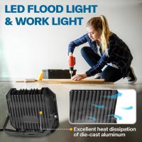 2 Pack LED Flood Lights Outdoor, 100W 10000LM Super Bright Floodlight Outside Work Light with 5.9FT Plug, IP65 Waterproof 6000K Outdoor LED Flood Light for Garage, Yard, Lawn, Garden - Image 6