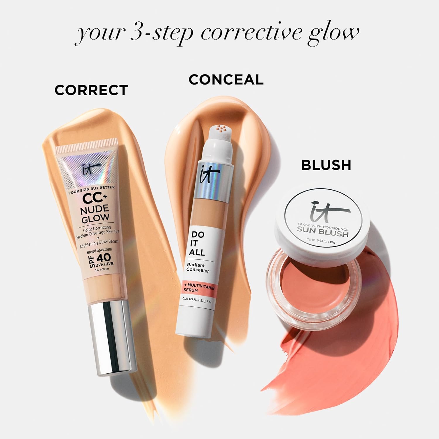 IT Cosmetics CC+ Nude Glow - Medium Coverage Foundation with SPF 40 & Brightening Glow Serum, Lightweight Skin Tint, 2% Niacinamide + Hyaluronic Acid, Up to 24H Hydration, Normal/Dry Skin - 1.08 fl oz - Image 9