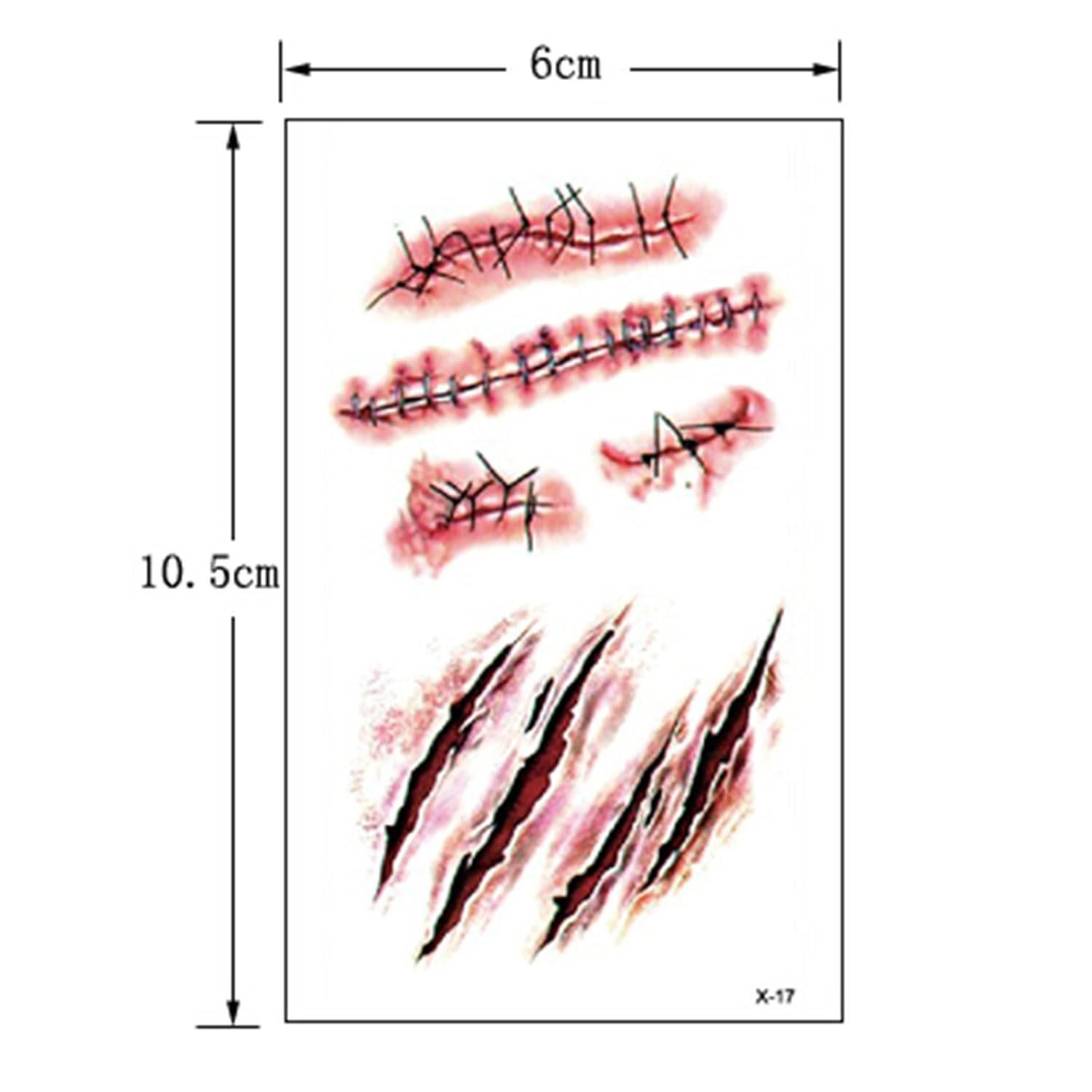20 Sheets Halloween Body Face Scar Realistic Temporary Tattoos Stickers Horror Realistic Waterproof Fake Bloody Wound Stitch Stickers Makeup for Halloween Party Cosplay - Image 6