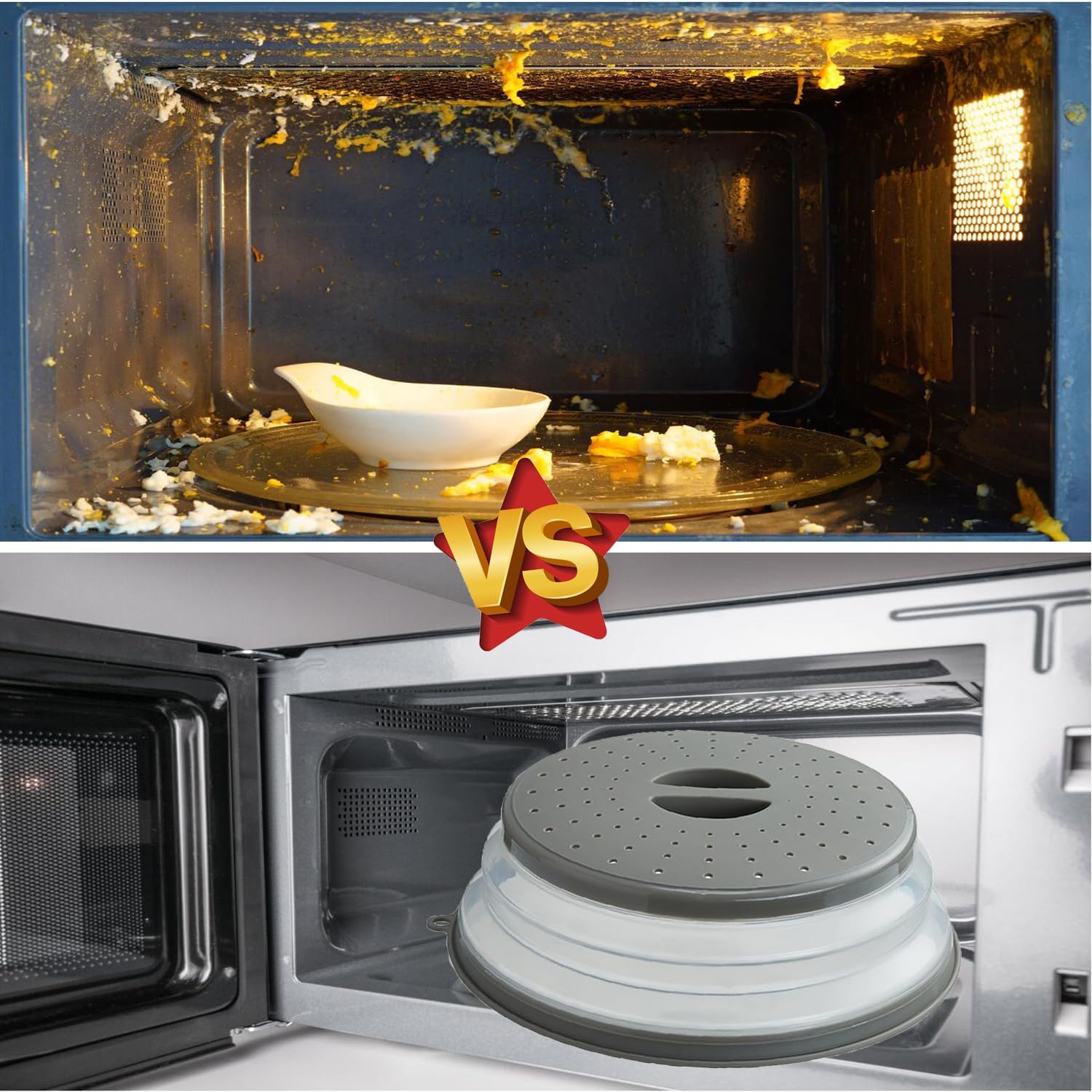 Microwave Splatter Cover Vented for Food, Splatter Guard & Colander Kitchen Gadget for Fruit Vegetables Microwave Plate Cover with Hook Hole,Dishwasher-Safe,BPA-Free Silicone & Plastic (1 Pack) - Image 3