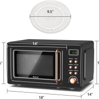 COSTWAY Retro Countertop Microwave Oven, 0.7Cu.ft, 700-Watt, High Energy Efficiency, 5 Micro Power, Delayed Start Function, with Glass Turntable & Viewing Window, LED Display, Child Lock (Gold) - Image 7