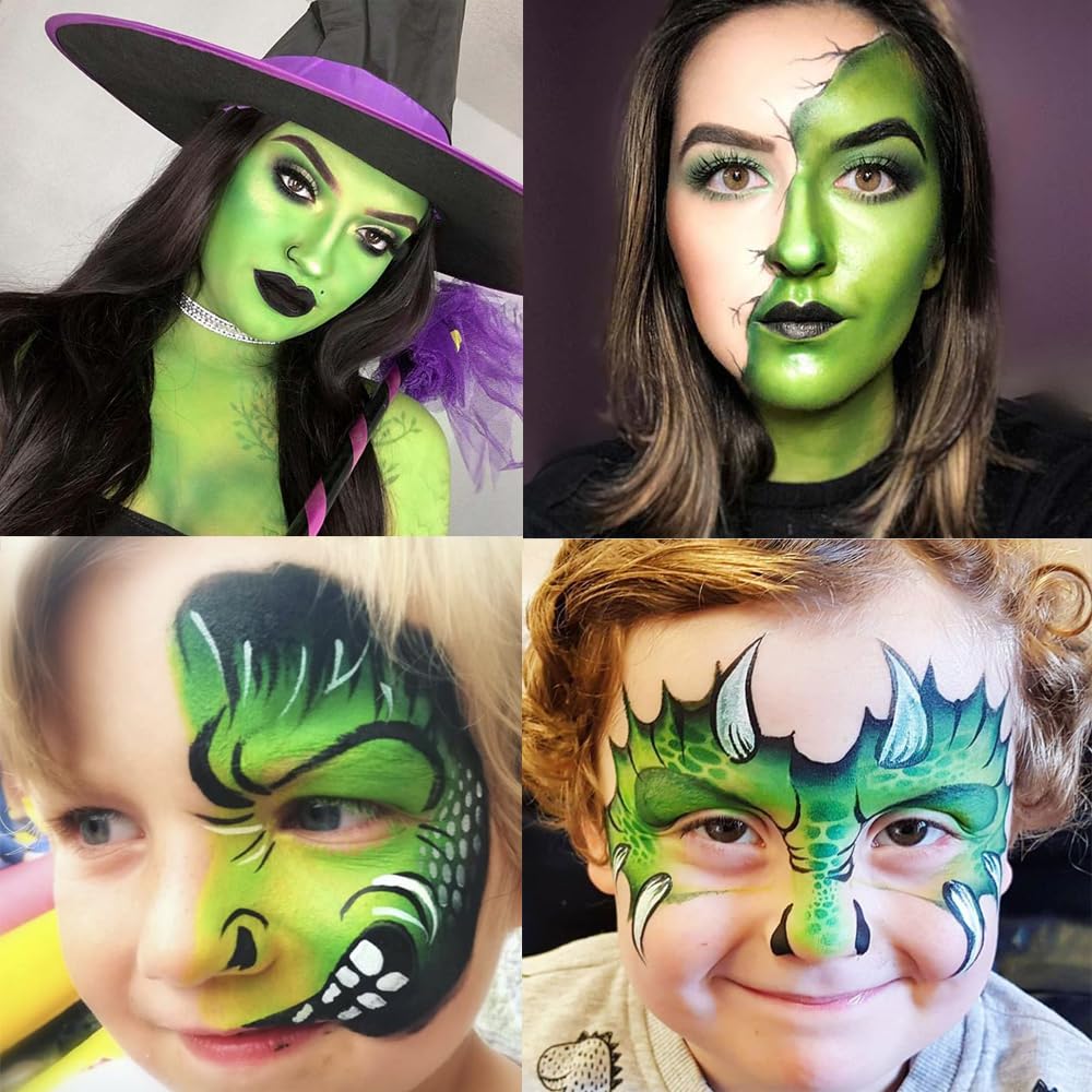Green Matte Lipstick for Women, Green Lip Face Body Paint Stick, Halloween SFX Witch Makeup Elphaba Costume Face Paint Stick, Waterproof Long Lasting Lip Balm for Goth Clown Makeup - Image 6