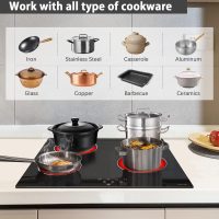 Noxton 24 Inch Electric Cooktop 4 Burners Electric Stove, Built-in Ceramic Cooktop with Touch Control Child Lock Timer Easy To Clean with Hard Wire 6000W 240V - Image 3