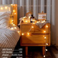 Globe String Lights, 59 Ft 100 LED Christmas Lights with Remote Timer, Connectable Plug in Twinkle Lights for Bedroom Wedding Classroom Indoor Outdoor Decor, Warm White - Image 2