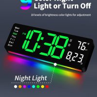 MASHI Digital Wall Clock, 16" Large Display Digital Clock with Remote Control, Auto-Dimming Wall Clock with Night Light, DST, Date Week,Temp for Living Room, Bedroom, Decor, Gift for Elderly - Image 3