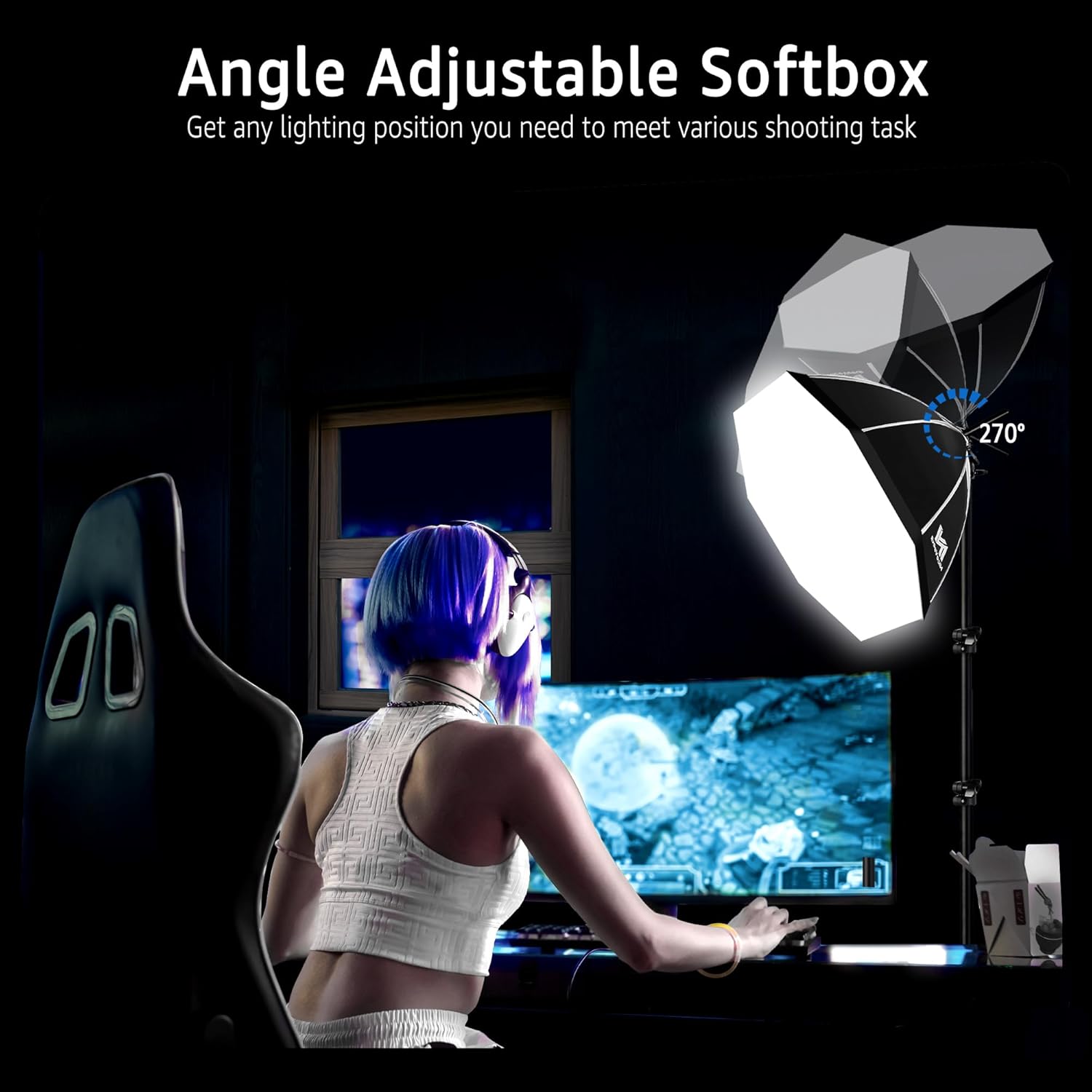 NiceVeedi Bi-Color Photography Lighting Kit, 20" Softbox Lighting Kit with 85W LED Bulbs 3000K-6000K & Remote Control, Studio Light for Photography Video Record TikTok YouTube Live Streaming - Image 6