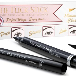 Winged Eyeliner Stamp, 2 x Black Liquid Eyeliner Pens, Easy Cat Eye Stencil Makeup Tool, SmudgeProof & Waterpoof Eye Liner, Wingliner (10mm Classic, Midnight Black)