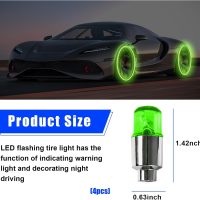 Ziciner 4PCS LED Tire Valve Cap Lights, Neon Spoke Flash Light Bulb Tire Valve Lights with 12 Extra Battery, Waterproof Wheel Tyre Valve Stems Dust Cap, Motorcycle Car Accessories (Green) - Image 2