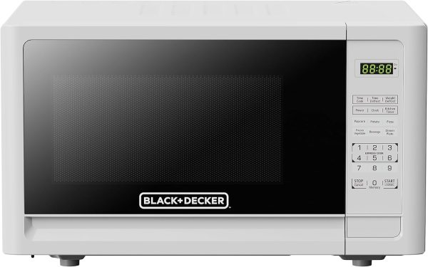 Black+Decker Countertop Microwave Oven, 1.1-Cu. Ft. 1000-Watts, LED Lighting, Child Lock, White