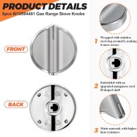𝟮𝟬𝟮𝟱 𝙐𝙥𝙜𝙧𝙖𝙙𝙚𝙙 W10594481 Gas Range Stove Knobs 5pcs Replaces for Whirlpool Range/Oven WCG97US6DS00 WCG97US0DS00 - W10594481 Stainless Steel Cooker Stove Control Knobs Replaces AP6023301 - Image 2