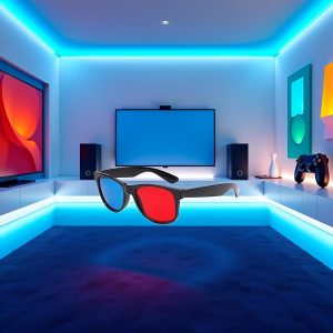 1Pc 3D Glasses,3D Viewing Glasses,Universal TV Movie Dimensional Video Frame 3D,DVD Game 3D Style,Televisions Accessories, Weightlight Simple Design (Red and Blue)