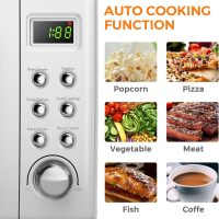 LDAILY 0.7Cu.ft Retro Small Microwave Oven, 700W Compact Countertop Microwave with 5 Power Levels, Auto Cooking Menus, Glass Turntable, Child Lock & Glass Turntable for Apartment, Dorm (White) - Image 3