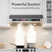 Under Cabinet Range Hood 30 Inch with Voice/Gesture/Touch Control, 900 CFM Kitchen Hood Vent with 4-Speed Exhaust Fan, Memory Mode, Adjustable Lights, Baffle Filters - Image 4