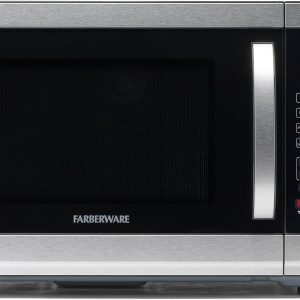 Farberware Countertop Microwave Oven 1.2 Cu. Ft. 1000 Watt with LED Lighting, Child Lock, Easy Clean Grey Interior, Stainless Steel