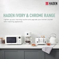 Haden 700 Watt 0.7 Cubic Foot Microwave Oven with Digital Controls, Defrost, and Instant Start Countertop Small Appliance, Ivory/Chrome - Image 5