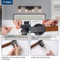 Amico 4-Light Bathroom Vanity Light Fixtures, Rustic Industrial Painted Wood Farmhouse Light fixtures, Vintage Black Wall Sconces Bathroom Vanity Lighting with Clear Glass Shade - Image 8