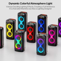Karaoke Machine for Adults, Portable Bluetooth Speaker with 2 Wireless Microphones, PA System with Disco Lights for Big Party, Outdoor, Supports USB/TF/REC/AUX, Ideal Gifts for Family, Music Lover - Image 4