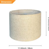 Lampshades Set of 2, 11.02" Top x 11.02" Bottom x 9.3" High, Drum Lamp shades，Medium Lamp shade, Beige Lampshade Natural Linen Hand Crafted, see installation video here (11.02" x 11.02" x 9.3") - Image 2