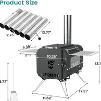 Gaomon Outdoor Portable Wood Stove, Tent Stove,Wood Burning Stove for Camping,Cast Iron Wood Stove,Tent Heaters for Camping, Includes Chimney Pipes ans View Glass,Ice-fishing, Cookout, Hiking, Travel - Image 4