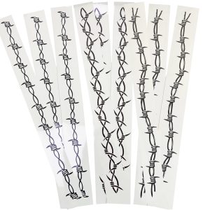 Barbed Wire Temporary Tattoo, Large Barb Wire Tattoo Costume Black Fake Tattoos for Halloween Men Women Guys Body Art, 9-Sheet