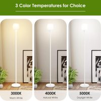 64.2'' White Floor Lamp, 3 Color Temperatures LED Bulb Included, Modern Standing Lamp with Opal Glass Shade, Tall Pole Standing Lamps for Living Room, Office, Bedroom, Home Decor, Foot Pedal Switch - Image 2