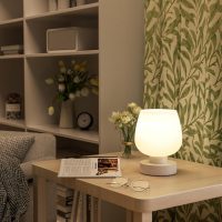 Touch Table Lamp for Nightstand - Small Bedside Lamp for Bedroom Living Room Night Stands, Desk Lamp with White Glass Shade for Small Spaces, 3 Way Dimmable, LED Bulbs, Gifts - Image 4