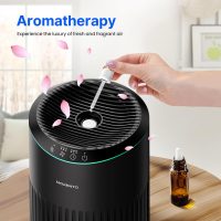 Air Purifiers for Bedroom Home with Sleep Mode for Smoke Pet Dander Odors, Small Air Purifier with Fragrance Sponge, Blue Ambient Light, 23dB Quiet, 2 Pack Black - Image 6